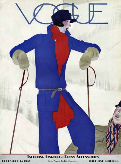 Pierre Mourgue Vogue Cover 1927-12-15 Copyright | Vogue Magazine Graphic Art Covers 1902-1958