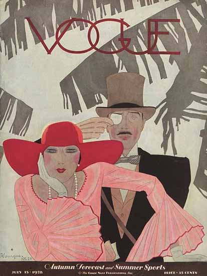 Pierre Mourgue Vogue Cover 1928-07-15 Copyright | Vogue Magazine Graphic Art Covers 1902-1958