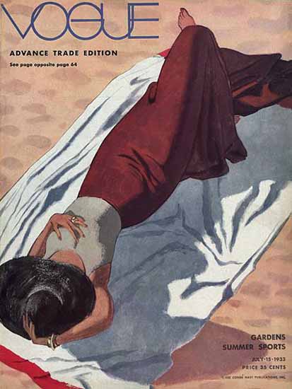 Pierre Mourgue Vogue Cover 1933-07-15 Copyright | Vogue Magazine Graphic Art Covers 1902-1958