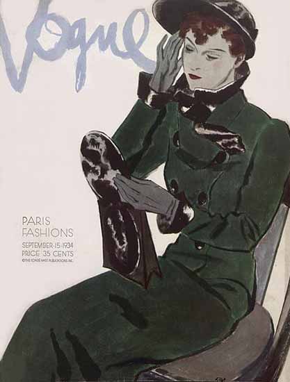 Pierre Mourgue Vogue Cover 1934-09-15 Copyright | Vogue Magazine Graphic Art Covers 1902-1958