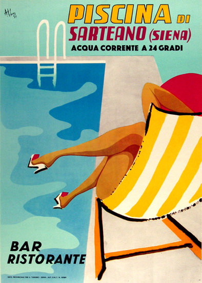 Piscina Di Sarteano Siena Bar Ristorante 1962 | Sex Appeal Vintage Ads and Covers 1891-1970