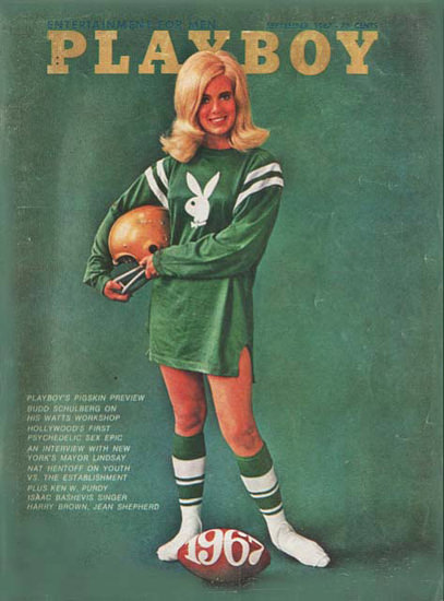 Bo Bussmann Playboy Cover Copyright 1967 Football Girl | Sex Appeal Vintage Ads and Covers 1891-1970