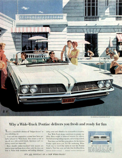 Pontiac Bonneville 1961 White | Mad Men Art | Vintage Ad Art Collection