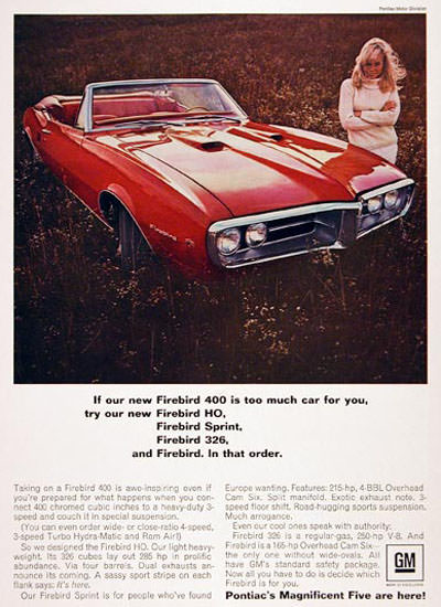 Pontiac Firebird Convertible 1967 Firebird 400 Red | Sex Appeal Vintage Ads and Covers 1891-1970