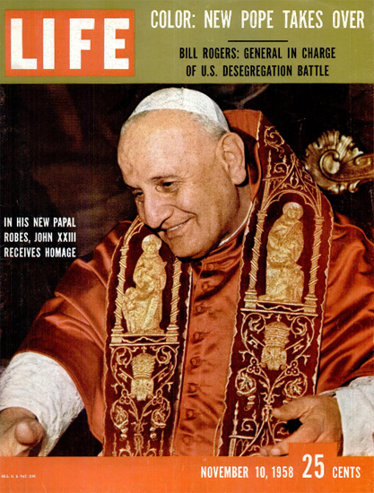 Pope John XXIII receives Homage 10 Nov 1958 Copyright Life Magazine | Life Magazine Color Photo Covers 1937-1970