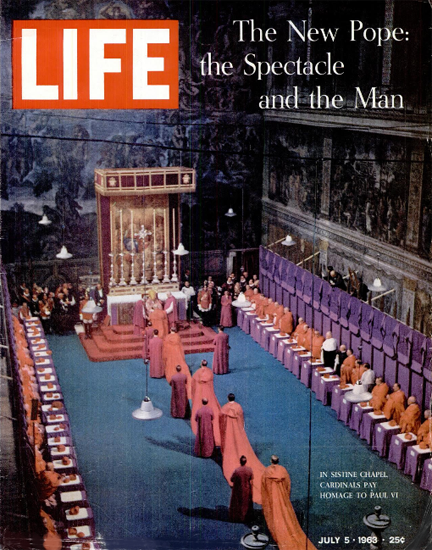 Pope Paul VI Inauguration in Rome 5 Jul 1963 Copyright Life Magazine | Life Magazine Color Photo Covers 1937-1970