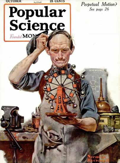 Popular Science Perpetual Motion Norman Rockwell | 400 Norman Rockwell Magazine Covers 1913-1963