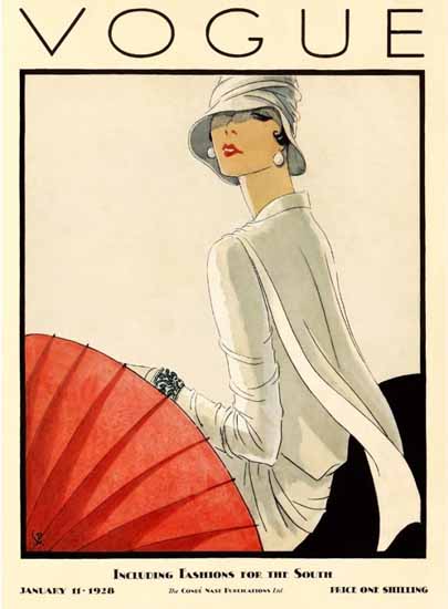 Porter Woodruff Vogue Cover 1928-01-11 Copyright | Vogue Magazine Graphic Art Covers 1902-1958