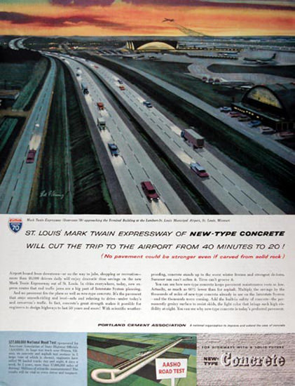 Portland Concrete 1960 Interstate 70 St Louis | Vintage Travel Posters 1891-1970