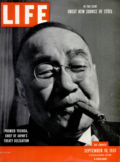 Premier Shigeru Yoshida Japan 10 Sep 1951 Copyright Life Magazine | Life Magazine BW Photo Covers 1936-1970