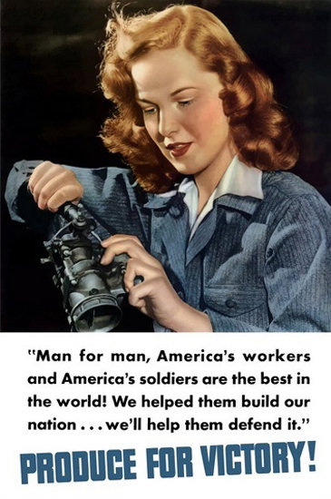 Produce For Victory Man For Man US Workers | Vintage War Propaganda Posters 1891-1970