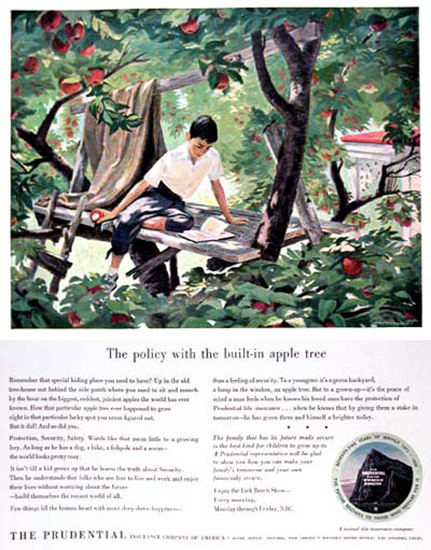 Prudential Insurance 1950 House Apple Tree | Vintage Ad and Cover Art 1891-1970