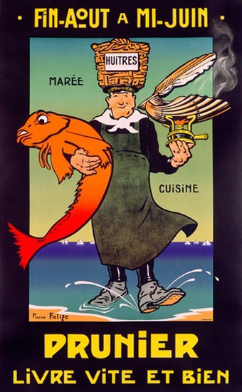 Prunier Maree Cuisine France Seafood Falize | Vintage Ad and Cover Art 1891-1970