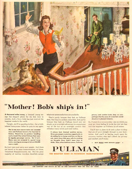 Pullman Mother Bobs Ships In 1943 | Vintage Ad and Cover Art 1891-1970