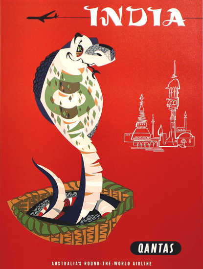 Qantas India 1950s | Vintage Travel Posters 1891-1970