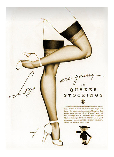 Quaker Stockings George Petty 1938 | Sex Appeal Vintage Ads and Covers 1891-1970