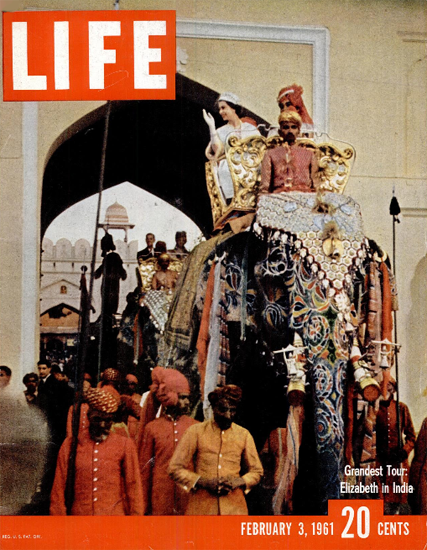 Queen Elizabeth II tours in India 3 Feb 1961 Copyright Life Magazine | Life Magazine Color Photo Covers 1937-1970