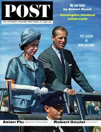 Queen Elizabeth and Prince Phillip Saturday Evening Post 1963_04_27 | Vintage Ad and Cover Art 1891-1970