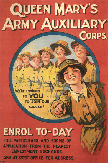 Queen Marys Army Auxiliary Corps UK | Vintage War Propaganda Posters 1891-1970