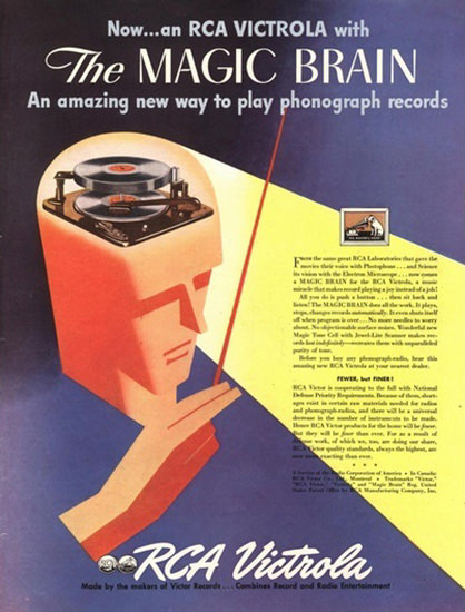 RCA Victrola Magic Brain Phonograph Records | Vintage Ad and Cover Art 1891-1970