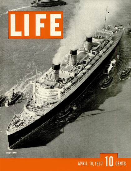 RMS Queen Mary 19 Apr 1937 Copyright Life Magazine | Life Magazine BW Photo Covers 1936-1970