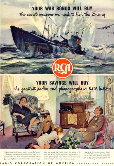 Radio Corporation Of America RCA U-Boat 1944 | Vintage War Propaganda Posters 1891-1970