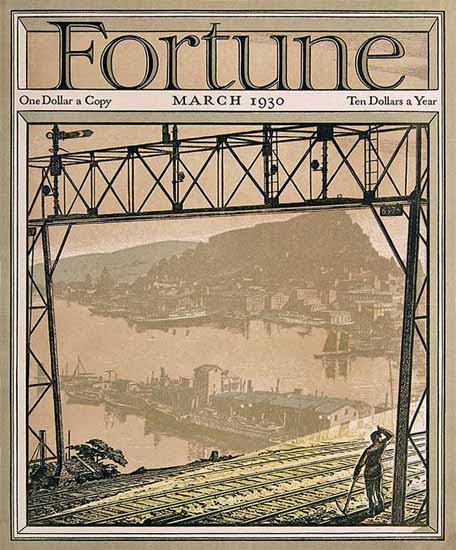 Railway Gantry Fortune Magazine March 1930 Copyright | Fortune Magazine Graphic Art Covers 1930-1959