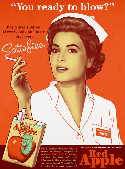 Red Apple Nurse Bonnie Satisfies Cigarettes | Sex Appeal Vintage Ads and Covers 1891-1970