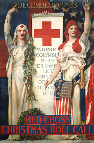 Red Cross Christmas Roll Call 1918 | Vintage War Propaganda Posters 1891-1970