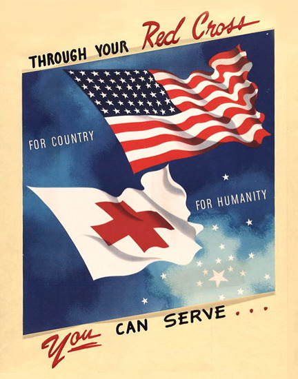 Red Cross For Country Humanity You Can Serve | Vintage War Propaganda Posters 1891-1970