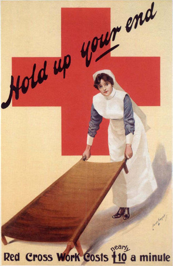 Red Cross Hold Up Your End United Kingdom | Vintage War Propaganda Posters 1891-1970