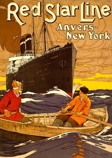 Red Star Line Steam Ship Anvers New York | Vintage Travel Posters 1891-1970