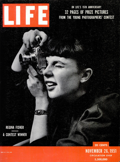 Regina Fisher Photographer 26 Nov 1951 Copyright Life Magazine | Life Magazine BW Photo Covers 1936-1970