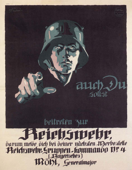 Reichswehr Auch Du Sollst Beitreten Join | Vintage War Propaganda Posters 1891-1970