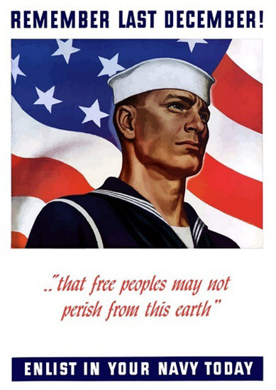 Remember Pearl Harbor 1941 US Flag And Navy | Vintage War Propaganda Posters 1891-1970