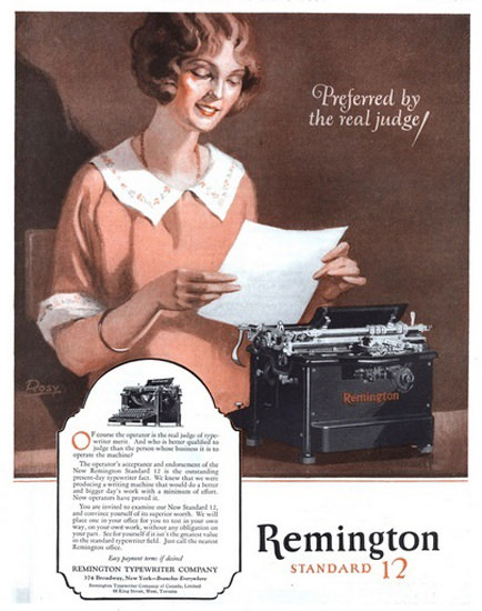 Remington Standard 12 Typewriter 1925 | Sex Appeal Vintage Ads and Covers 1891-1970