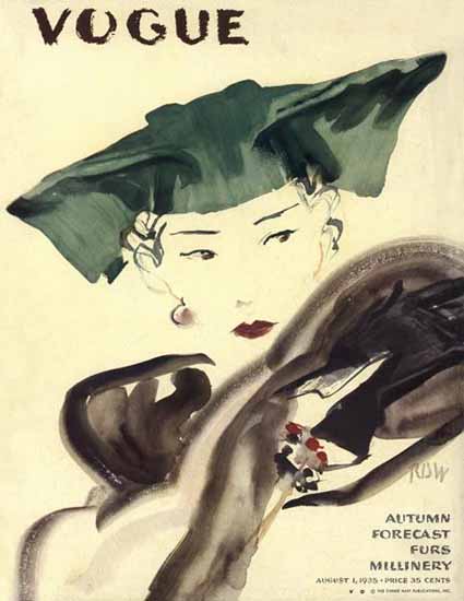 Rene Bouet-Willaumez Vogue Cover 1935-08-01 Copyright | Vogue Magazine Graphic Art Covers 1902-1958