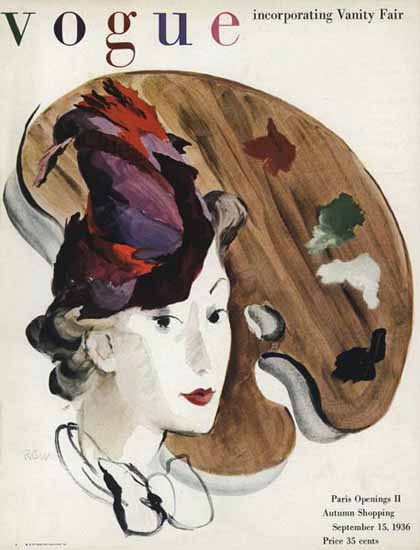 Rene Bouet-Willaumez Vogue Cover 1936-09-15 Copyright | Vogue Magazine Graphic Art Covers 1902-1958