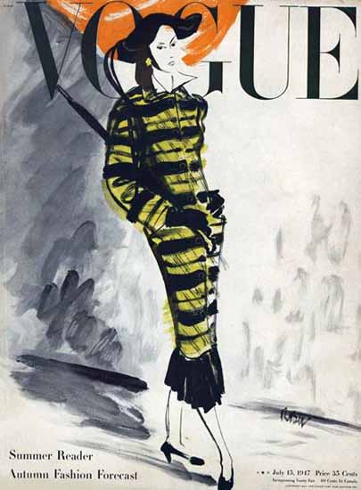 Rene Bouet-Willaumez Vogue Cover 1947-07-15 Copyright | Vogue Magazine Graphic Art Covers 1902-1958