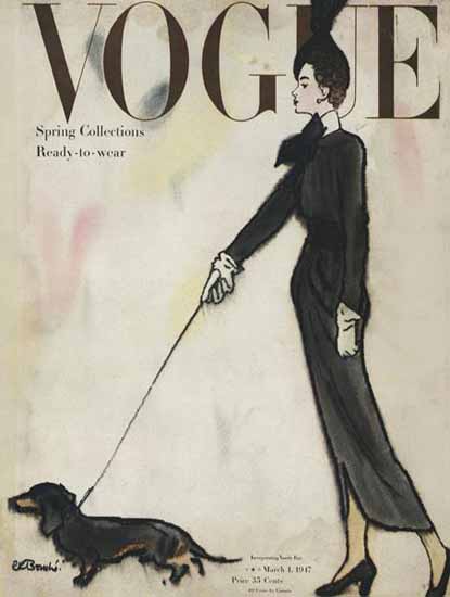 Rene R Bouche Vogue Cover 1947-03-01 Copyright | Vogue Magazine Graphic Art Covers 1902-1958