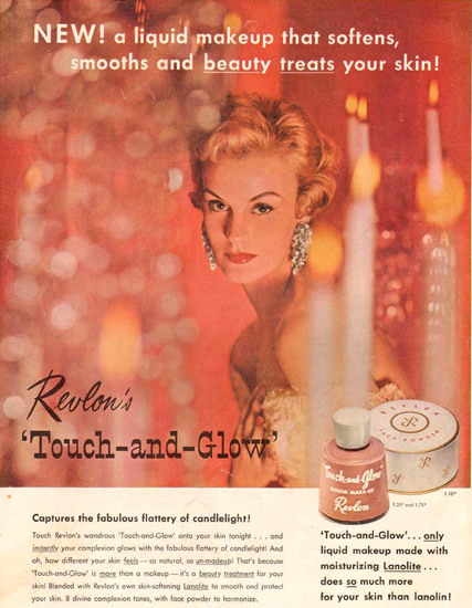 Revlon Touch-And-Glow Beauty 1954 | Sex Appeal Vintage Ads and Covers 1891-1970