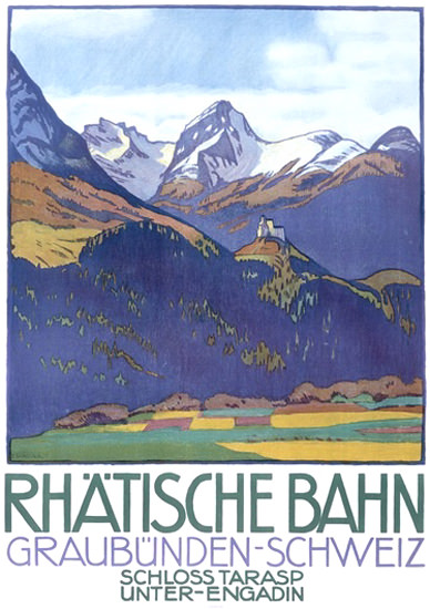 Rhaetische Bahn Schloss Tarasp Graubuenden | Vintage Travel Posters 1891-1970