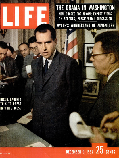 Richard Nixon Press in White House 9 Dec 1957 Copyright Life Magazine | Life Magazine Color Photo Covers 1937-1970