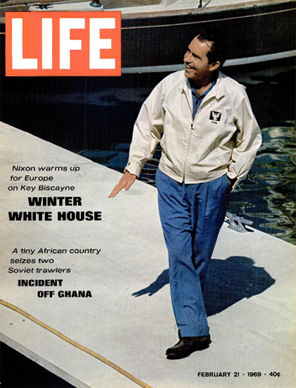 Richard Nixon on Key Biscayne 21 Feb 1969 Copyright Life Magazine | Life Magazine Color Photo Covers 1937-1970