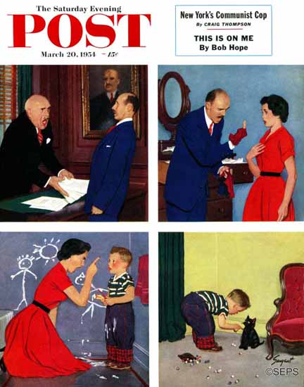 Richard Sargent Saturday Evening Post Anger Transference 1954_03_20 | The Saturday Evening Post Graphic Art Covers 1931-1969