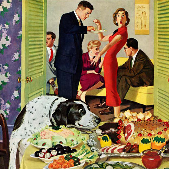 Richard Sargent Saturday Evening Post Buffet 1957_01_05 Copyright crop | Best of 1950s Ad and Cover Art