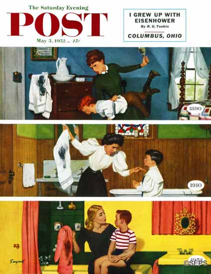 Richard Sargent Saturday Evening Post Child Psychology 1952_05_03 | The Saturday Evening Post Graphic Art Covers 1931-1969