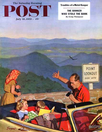 Richard Sargent Saturday Evening Post Lookout Point 1953_07_18 | The Saturday Evening Post Graphic Art Covers 1931-1969