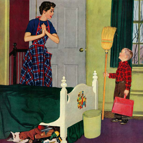 Richard Sargent Saturday Evening Post Room 1955_04_02 Copyright crop | Best of Vintage Cover Art 1900-1970