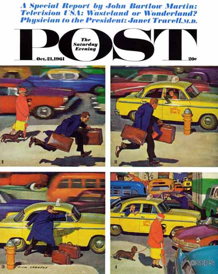 Richard Sargent Saturday Evening Post Rush Hour 1961_10_21 | The Saturday Evening Post Graphic Art Covers 1931-1969